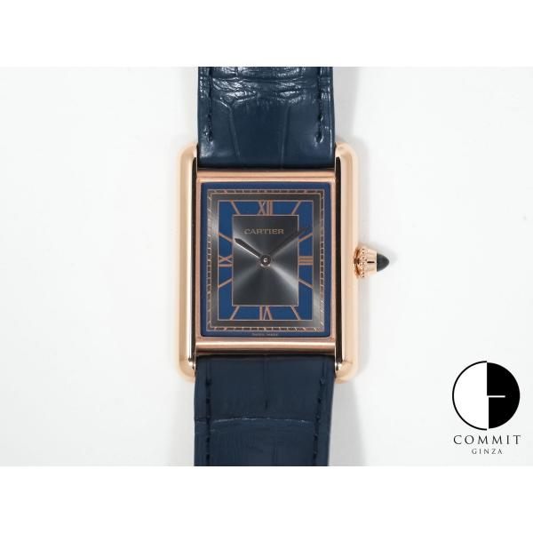 カルティエ タンク ルイ カルティエ LM Ref.WGTA0058 ローズゴールド グレー×ブルー...
