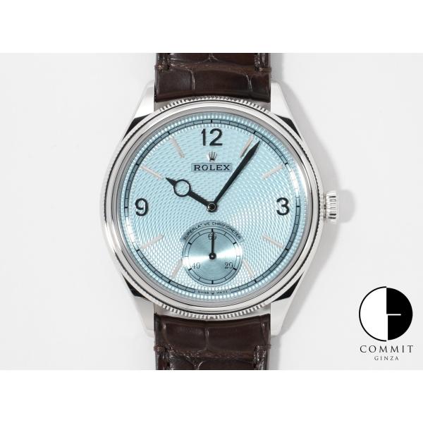 ロレックス 1908 Ref.52506 プラチナ アイスブルー文字盤 革ベルト