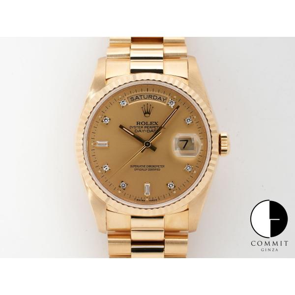 ロレックス デイデイト36 Ref.18238A イエローゴールド シャンパンx10Pダイヤ文字盤