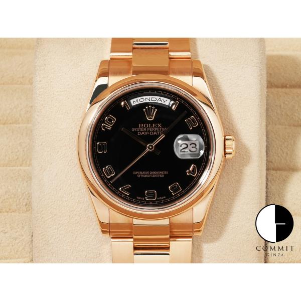 ロレックス デイデイト Ref.118205 ピンクゴールド ブラックアラビア文字盤