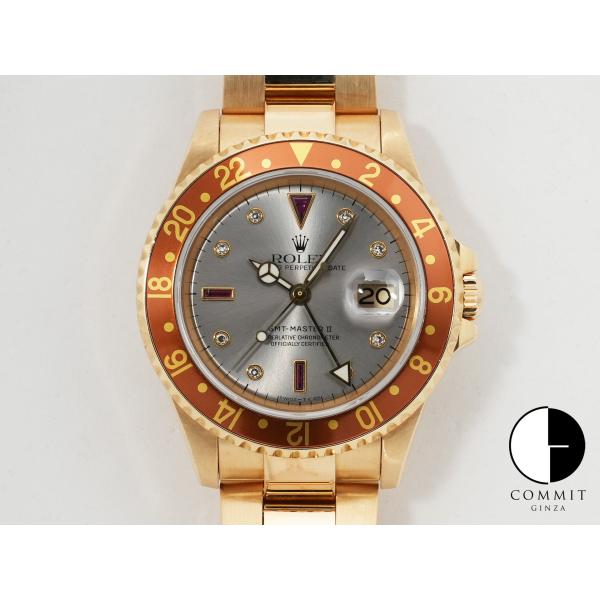ロレックス GMTマスターII Ref.16718RG イエローゴールド シルバー文字盤