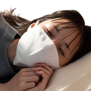 おやすみ美肌コットンマスク 大判 保湿マスク 寝る時 睡眠時の乾燥 ナイトマスク のどケア 夜用マスク パステルブルー｜como-3606net14005