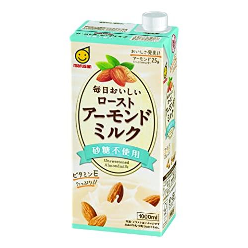 マルサン 毎日おいしいローストアーモンドミルク 砂糖不使用 1000ml ×6本 紙パック