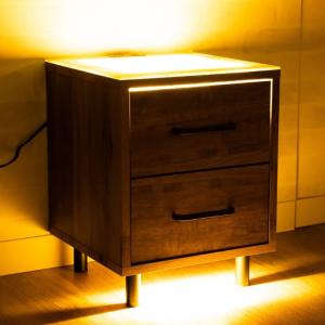 ライト付き ナイトテーブル LED コンセント...の詳細画像5