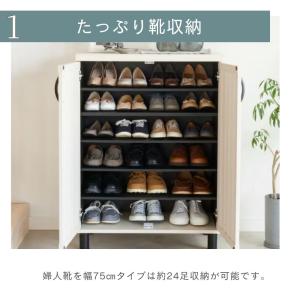 白井産業 下駄箱 シューズボックス 幅75 ガ...の詳細画像1
