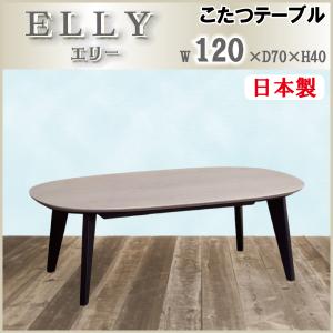 ※2/18　不明こたつテーブル 幅120 楕円形 日美 エリー Elly 家具調 コタツ 炬燵 オーク グレー ホワイト 日本製 ブラック脚 4本脚 突板 天然木 北欧 モ