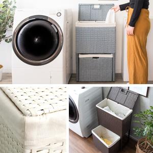 ランドリーボックス 収納 上下 2段 ラック ...の詳細画像1