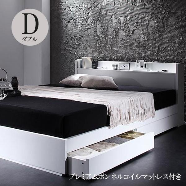 ベッド 収納付き ダブルベッド ベット ダブルベッド マットレス付き ベッド コンセント付き プレミ...
