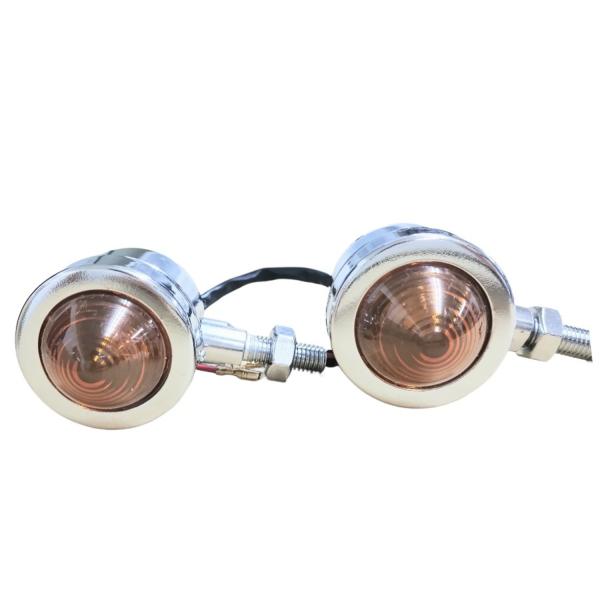 ウインカー バイク 12V クローム メッキ ブレット ウィンカー オレンジ レンズ 2個セット 汎...