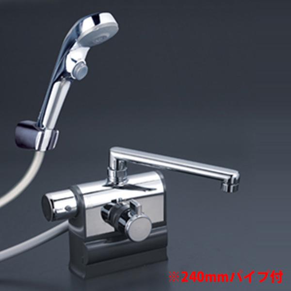 【KF3008LR2S2】 浴室水栓 KVK デッキ形サーモスタット式 左ハンドル仕様 240mmパ...