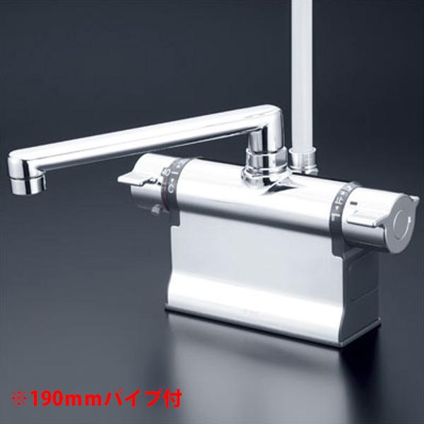 【KF3011TS2】 浴室水栓 KVK デッキ形サーモスタット式 190mmパイプ付 メッキワンス...