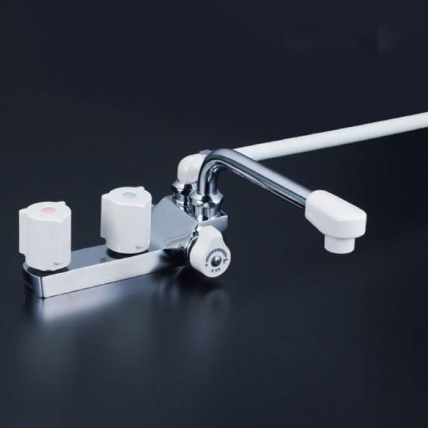 【KF13RGECN】 浴室水栓 KVK デッキ型2ハンドルシャワー 右側 190mmパイプ付