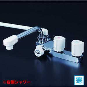工事費込みセット デッキ型一時止水付2ハンドルシャワー（左側