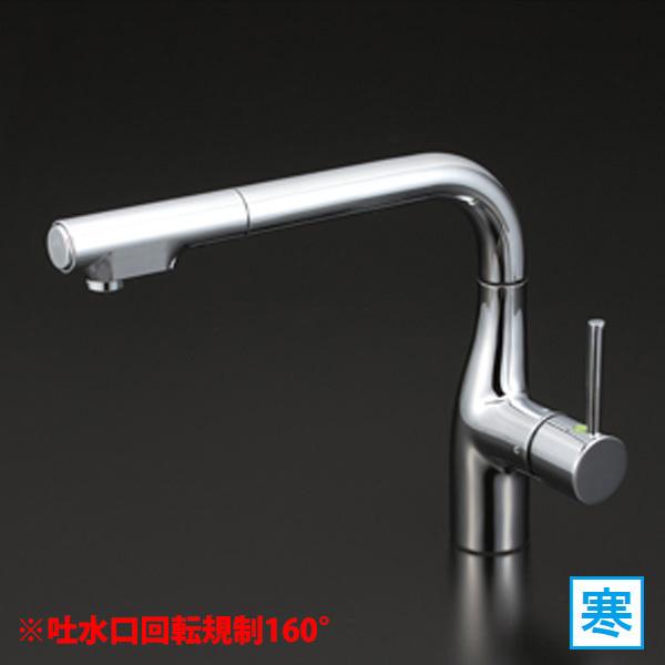 【KM6101ZEC】 KVK キッチン 混合水栓 シャワー付 ｅレバー 寒冷地用