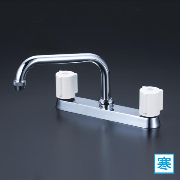 【KM8ZGN】 KVK キッチン 2ハンドル混合水栓 取付ピッチ204mm 200mmパイプ付 寒...