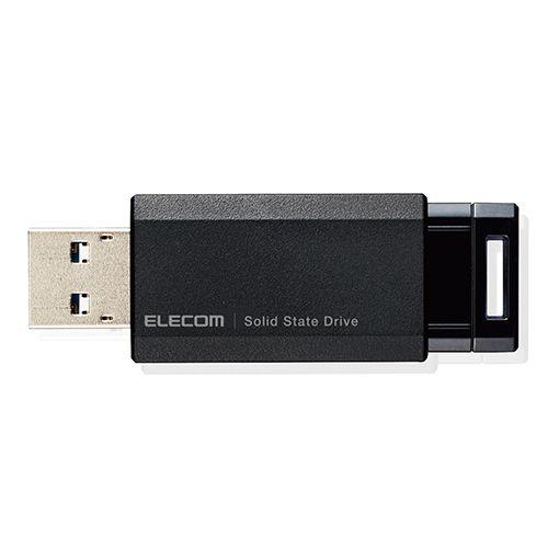 エレコム SSD 外付け ポータブル 1TB 小型 ノック式 USB3.2(Gen1)対応 ブラック...