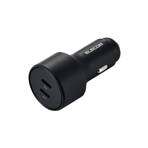エレコム シガーソケット 最大合計出力40W 2ポート USB C ×2 PD 20W ブラック メ...