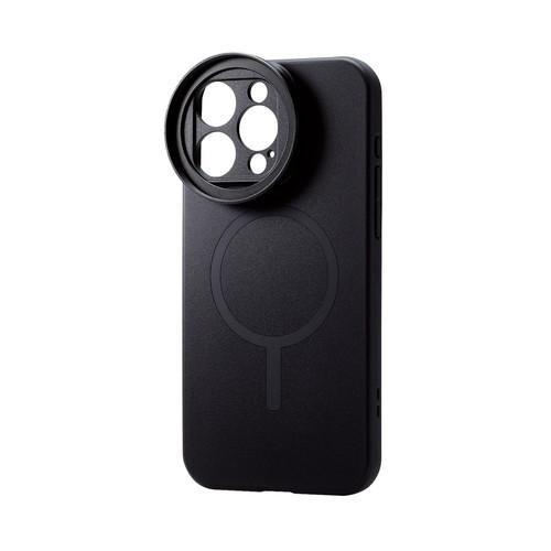 エレコム iPhone 15 Pro Max ハードケース カメラフィルター対応 ポケット付 ブラッ...