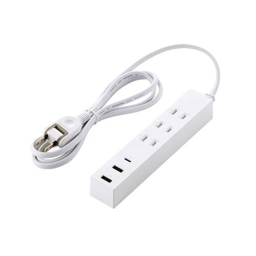 エレコム 延長コード 電源タップ 1.5m (コンセント 3口 Type-C×1 USB-A×2) ...