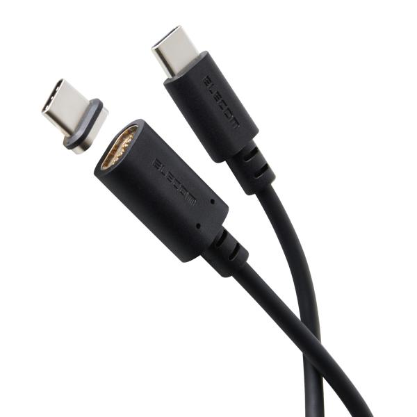 エレコム マグネット 充電ケーブル USB-C 60W PD対応 着脱式コネクタ 1m ブラック メ...