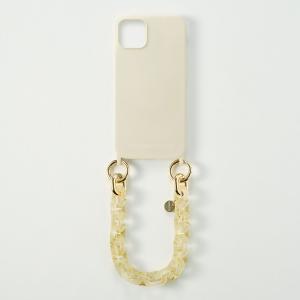 ＰＨＯＮＥＣＫＬＡＣＥ ハンドチェーンストラップ付きシリコンケース for iPhone 13 アイボリー 目安在庫=△