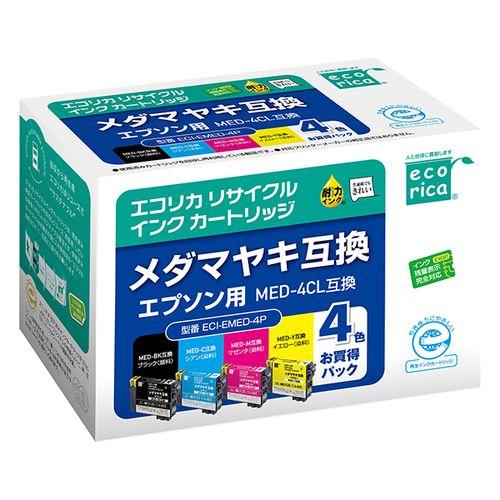 エコリカ エコリカ インクカートリッジ EPSON MED-4CL メダマヤキ 互換 リサイクル 4...