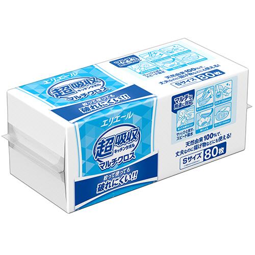 大王製紙 エリエール 超吸収キッチンタオル マルチクロス Sサイズ 1パック(80枚) 取り寄せ商品