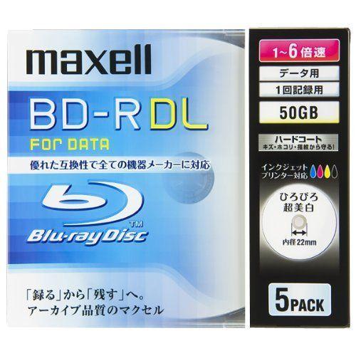 Ｍａｘｅｌｌ 6倍速対応データ用BD-R DL 50GB 5枚1枚ずつ5mmプラケース プリント対応...