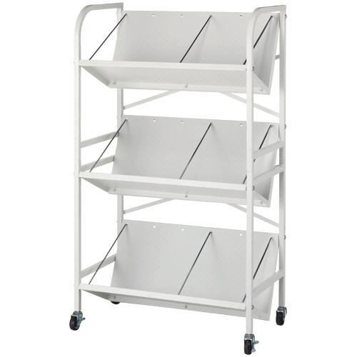 　 高耐荷重傾斜ファイルワゴン 3段 ホワイト 1台 取り寄せ商品