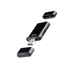 サンワサプライ UHS-II対応 USB Type-C &amp; USB-A カードリーダー メーカー在庫...
