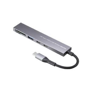 サンワサプライ USB 5Gbps 3ポート スリム ハブ(カードリーダー付き) メーカー在庫品