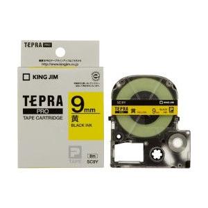 キングジム テプラPROテープカートリッジ・カラーラベル 黄/黒文字 9mm SC9Y 目安在庫=△