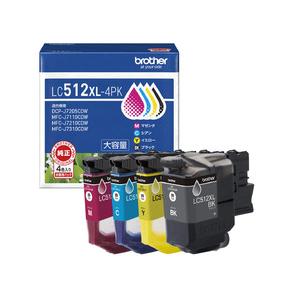 ブラザー 【ブラザー純正】インクカートリッジ 大容量 4色パック LC512XL-4PK 目安在庫=...