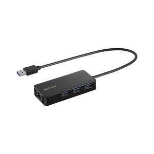 バッファロー LUD-U3-AGHBK Giga対応 USB-A LANアダプターハブ付 ブラック 目安在庫=○｜compmoto-y