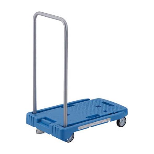 ＴＲＵＳＣＯ 小型樹脂台車 こまわり君 省音G車輪 600mm×390mm ブルー 樹脂ストッパー付...