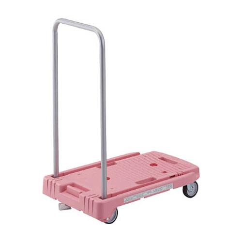 ＴＲＵＳＣＯ 小型樹脂台車 こまわり君 省音G車輪 600mm×390mm ピンク 樹脂ストッパー付...