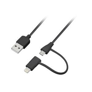 グリーンハウス Lightning/microB-USB 充電ケーブル 1.8m ブラック GH-A...