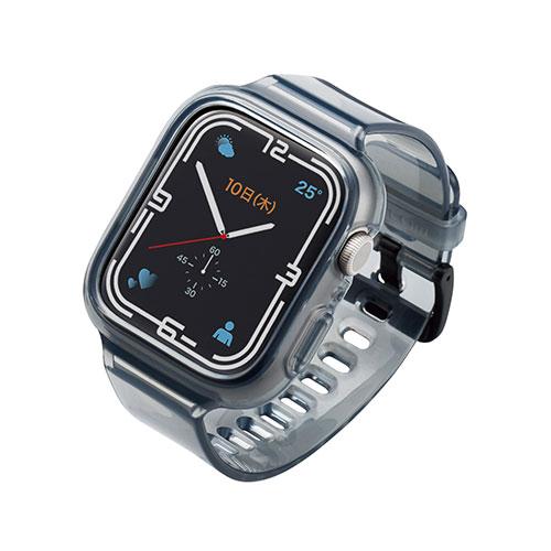 エレコム Apple Watch45mm用ソフトバンパーバンド一体型 クリアブラック メーカー在庫品