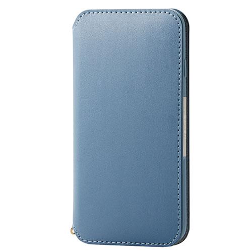 エレコム iPhone SE 第3世代 レザーケース 手帳型 NEUTZ 磁石付 ブルー メーカー在...