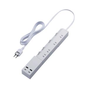 エレコム 電源タップ 2.5m (コンセント×4 Type-C×2 USB-A×2) PD対応 個別スイッチ フットパーツ付 ホワイト メーカー在庫品｜compmoto