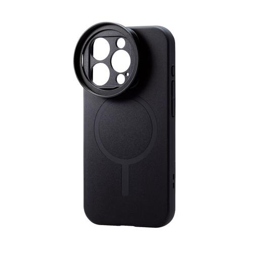 エレコム iPhone 15 Pro ハードケース カメラフィルター対応 ポケット付 ブラック メー...