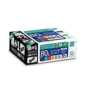 エコリカ IC6CL80L+ICBK80L互換 エコリカ リサイクルインク エプソン ブラック、シア...