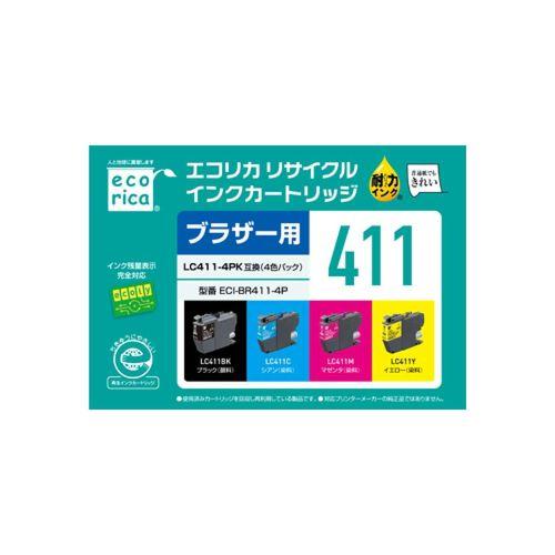 エレコム brother LC411-4PK 互換 リサイクル インク カートリッジ 4色パック メ...