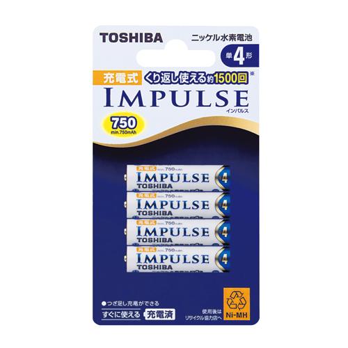 東芝 充電式ニッケル水素電池インパルス【IMPULSE】（単4形min.750mAh 4本） 目安在...