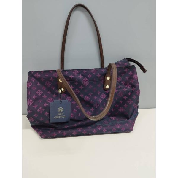 【良品】russet 百合紋章柄/ナイロン素材/トートバッグ