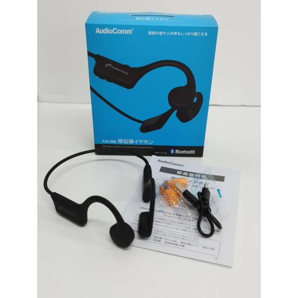 【良品】AudioComm HP-BC110N/骨伝導イヤホン/ブラック