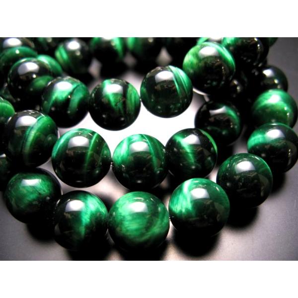 3A グリーンカラー タイガーアイ ブレスレット 10mm-10.5mm×20珠前後 南アフリカ産 ...