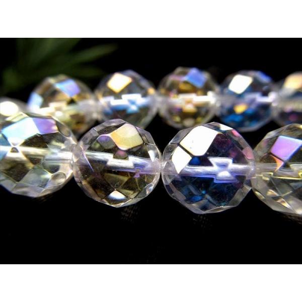 激安宣言 約6mm珠 コスモオーラ 64面カット 一連 約38-40cm 天然石 丸玉 ビーズ 蒸着...