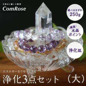 さざれ石 天然石 浄化セット 大 パワーストーン 浄化用 さざれセット 選べるさざれ石 水晶/ローズクォーツ/アメジスト 透明水晶ポイント 3本脚付きお皿