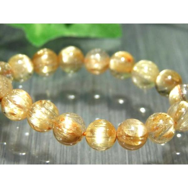 ブレスレット キャッツアイタイチン 5A ゴールドタイチンルチル 6.5mm-7mm×28珠 タイチ...